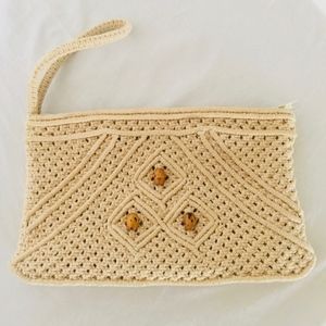 Vintage Beaded Macrame Wristlet Clutch